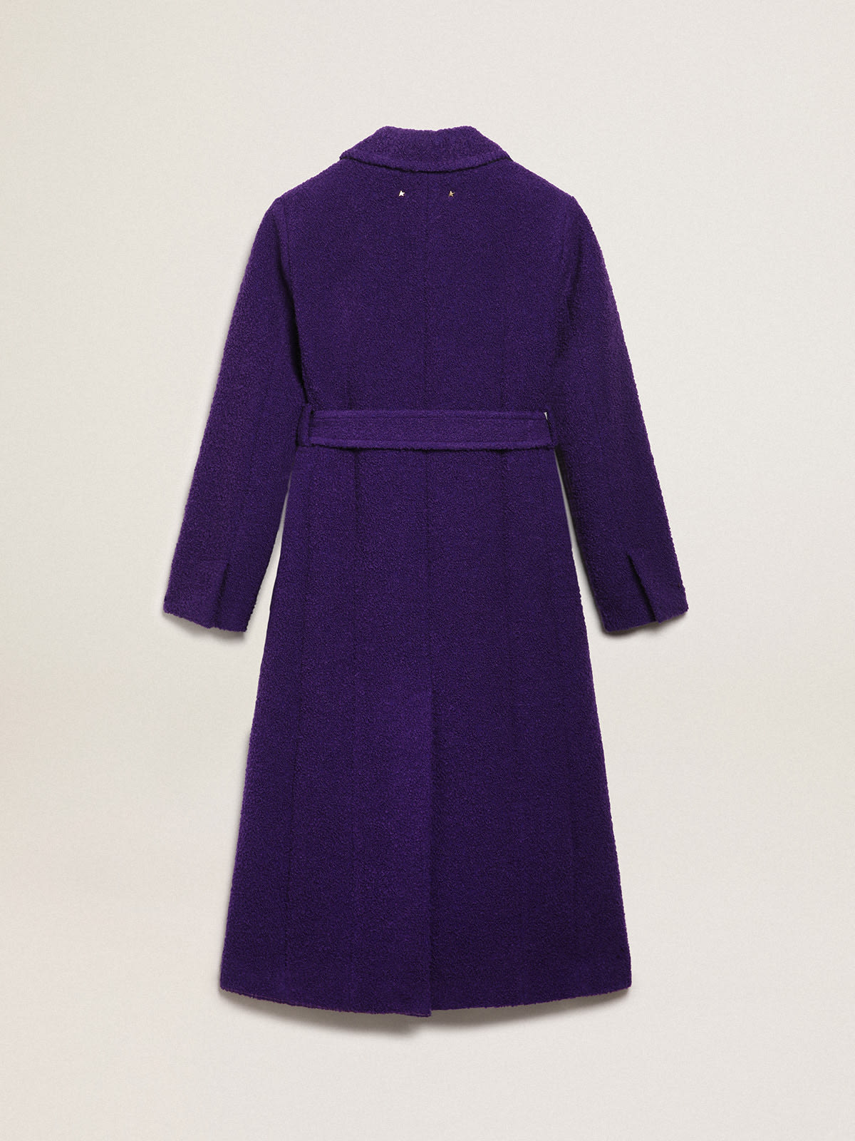 Golden Goose - Women's coat in indigo purple wool with printed lining in 