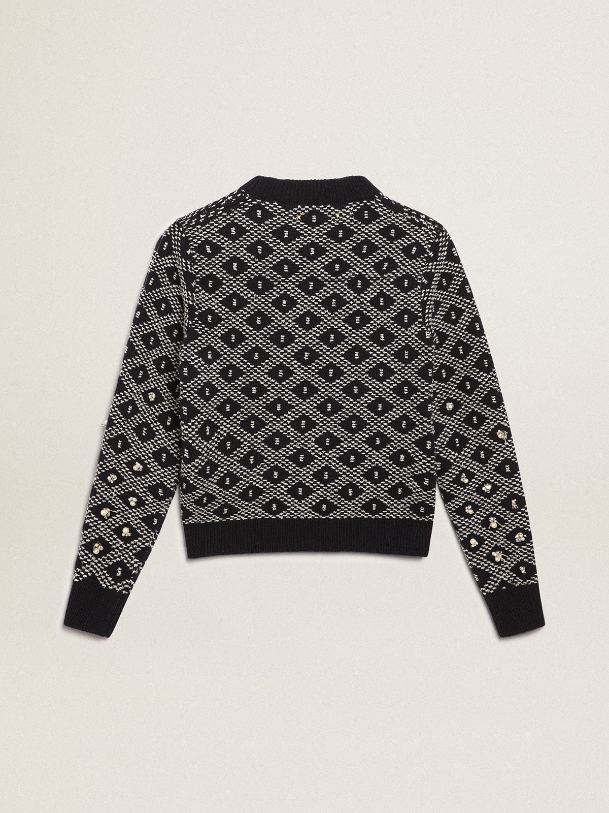 Golden Goose - Women's round-neck sweater with white and blue geometric motifs in 