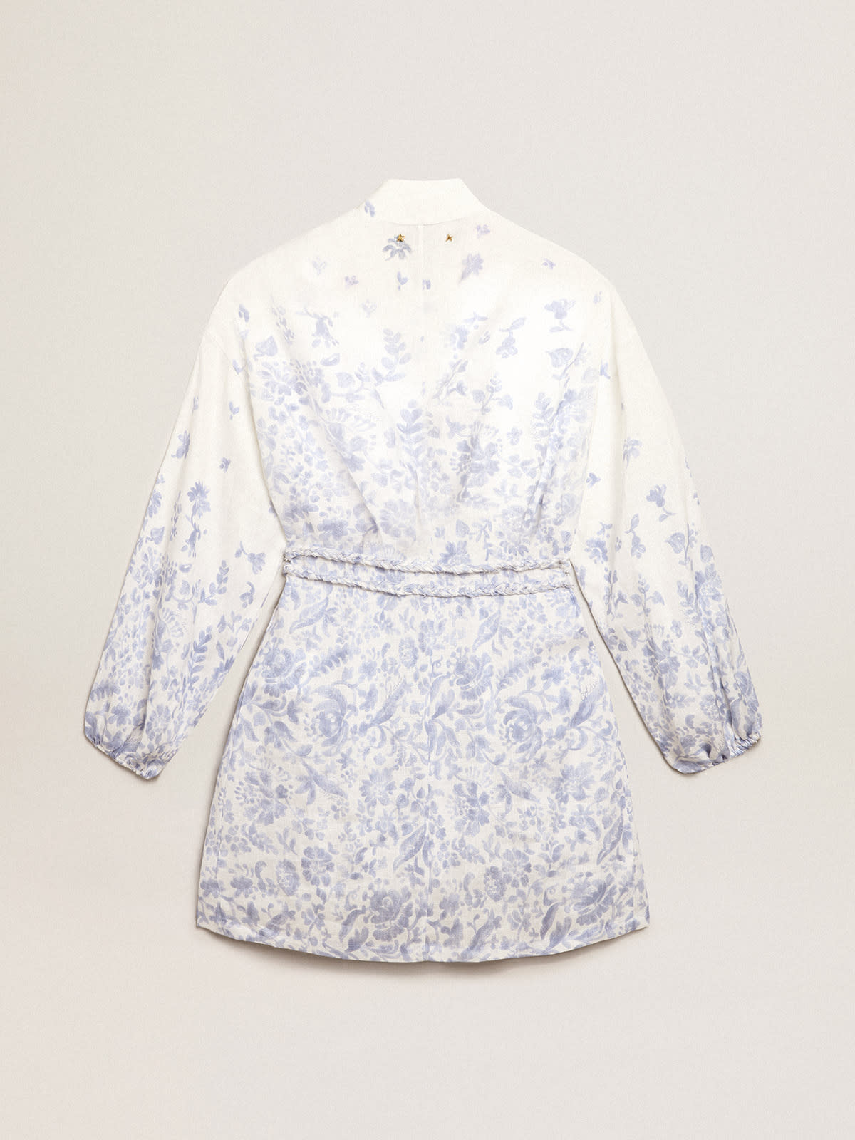 Golden Goose - Resort Collection Mini Dress in linen with Mediterranean blue print    in 