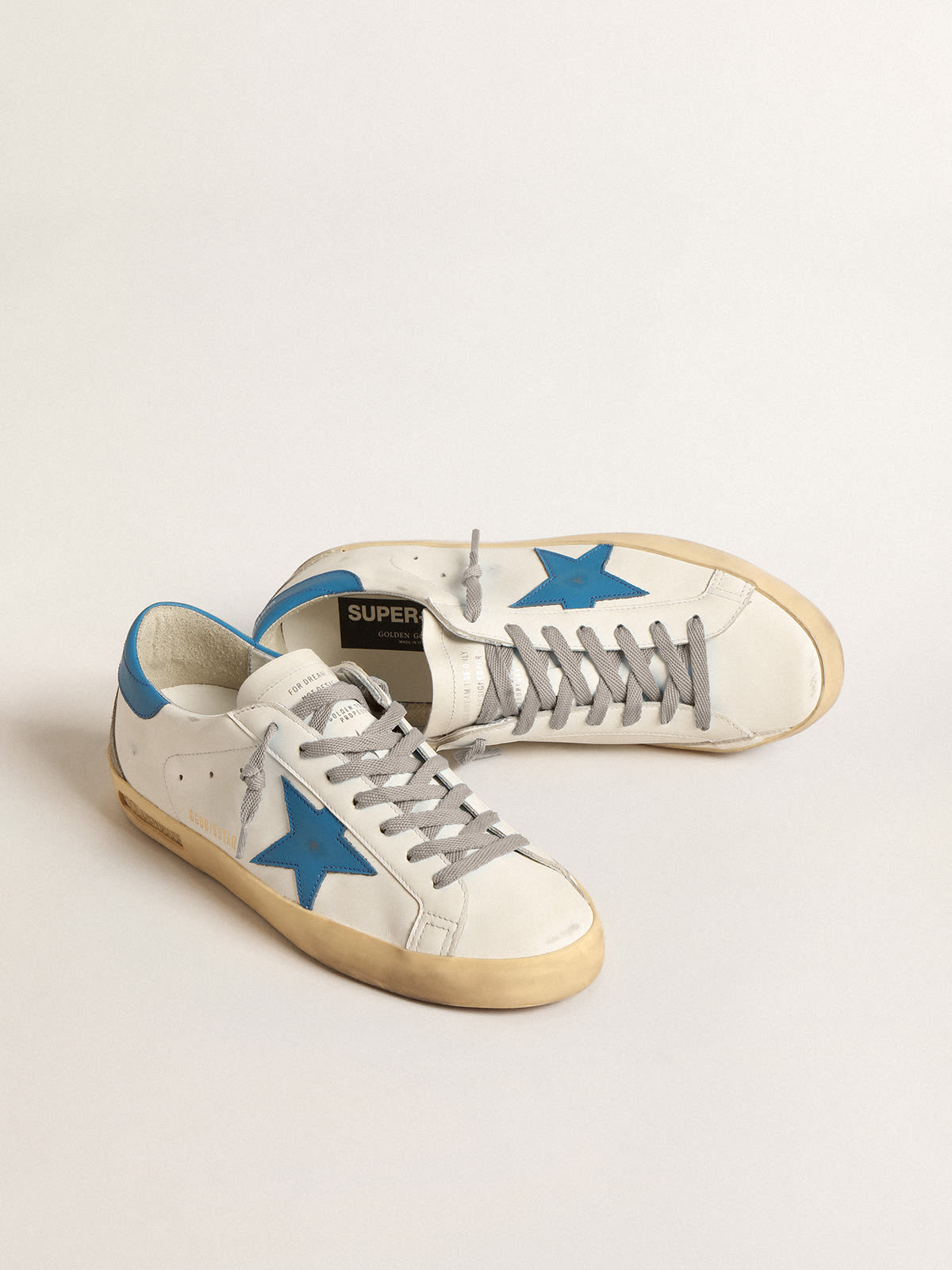 Golden Goose - Super-Star in nappa with light blue leather star and heel tab in 