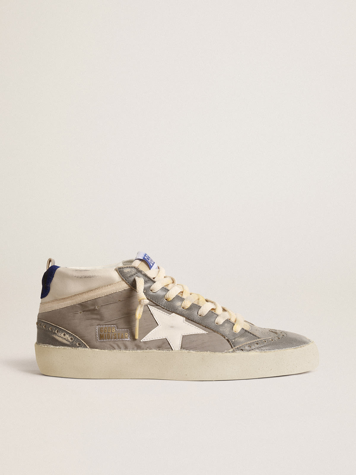 Mid Star in gray nylon and nappa leather with white leather star ...