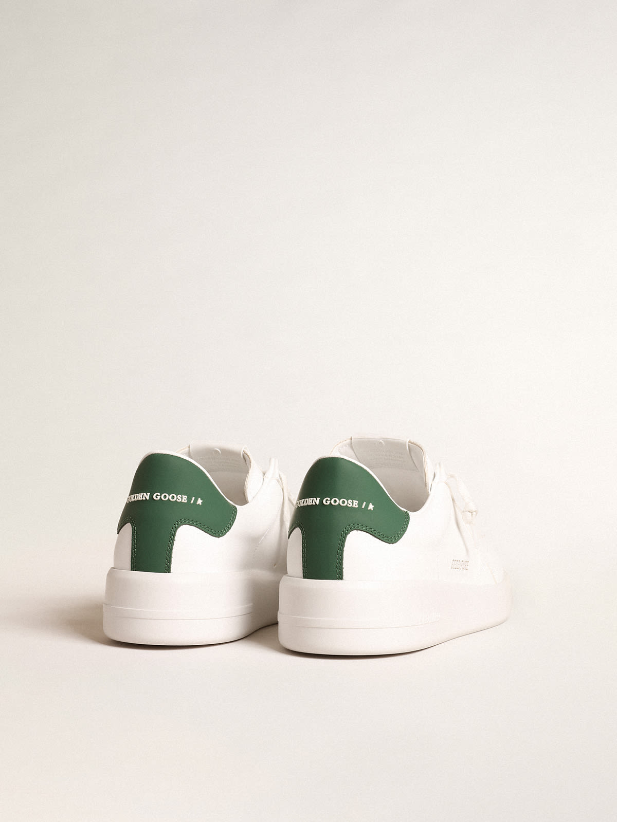 Golden Goose - Purestar with white bio-based star and mat green leather heel tab in 