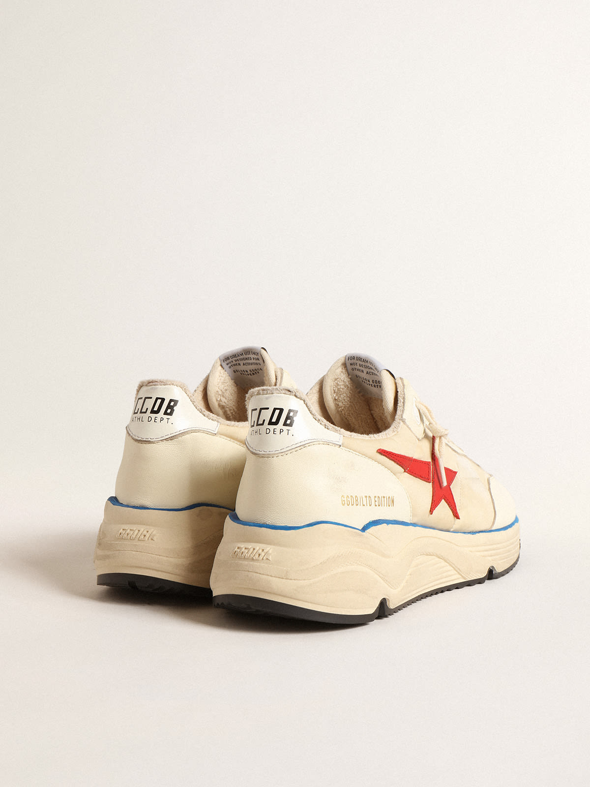 Men’s Running Sole LTD in beige nylon with red leather star