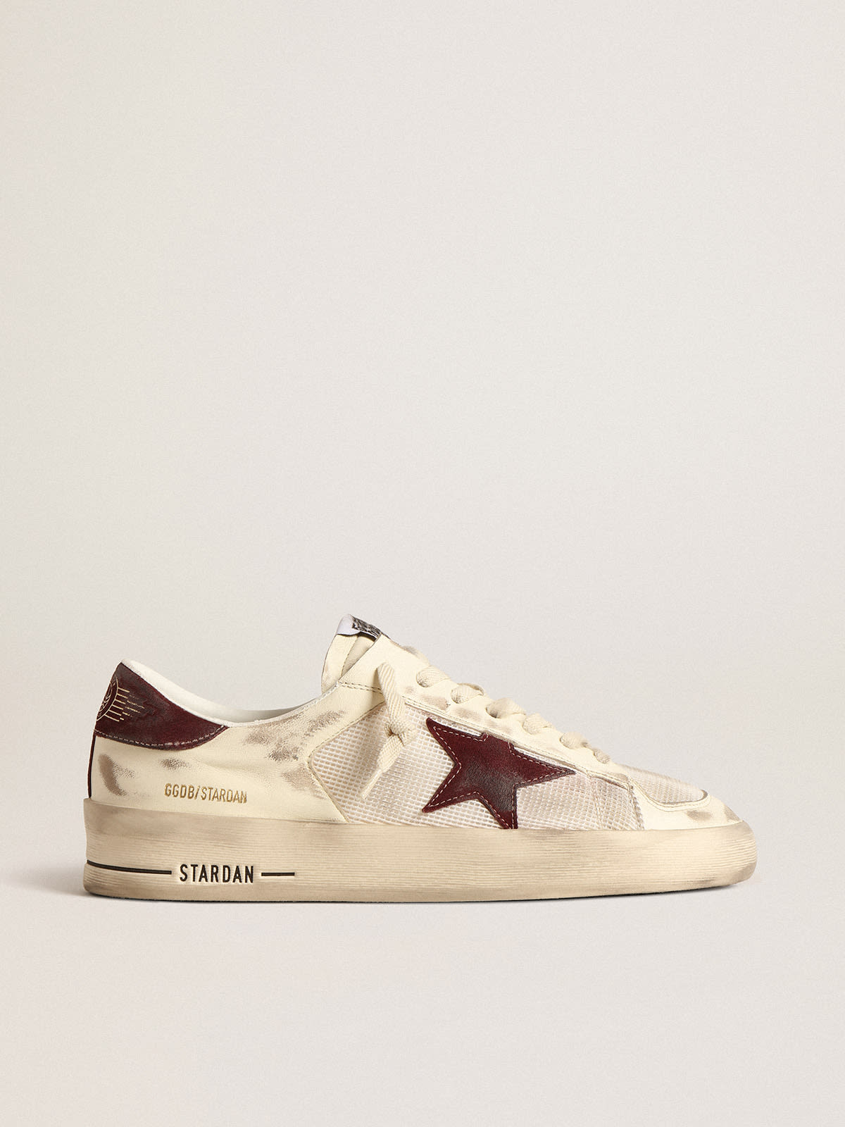 Golden Goose - Stardan in nappa and mesh with wine-red suede star and heel tab in 