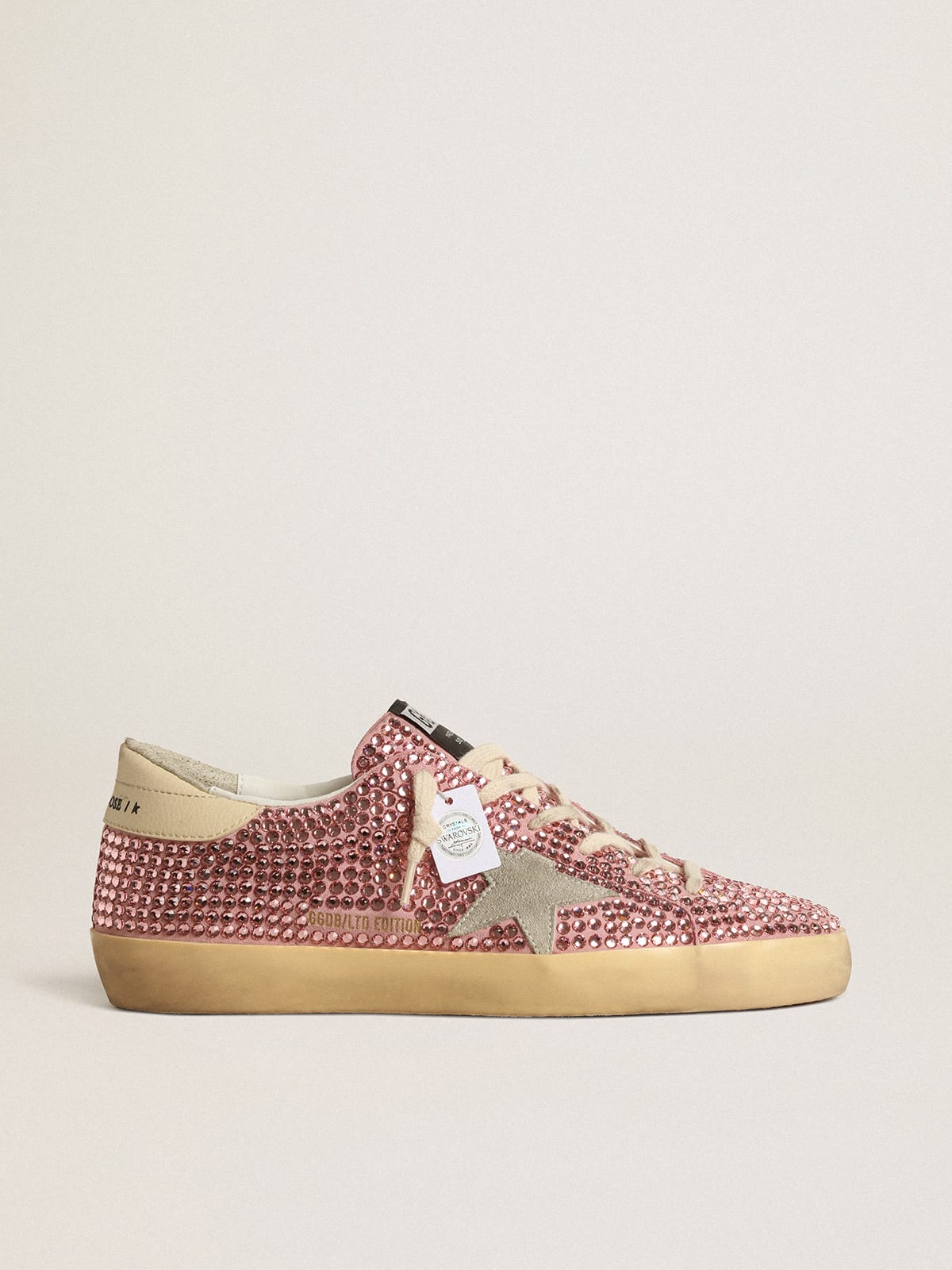 Golden Goose - Super-Star LTD with suede star and pink Swarovski crystals in 