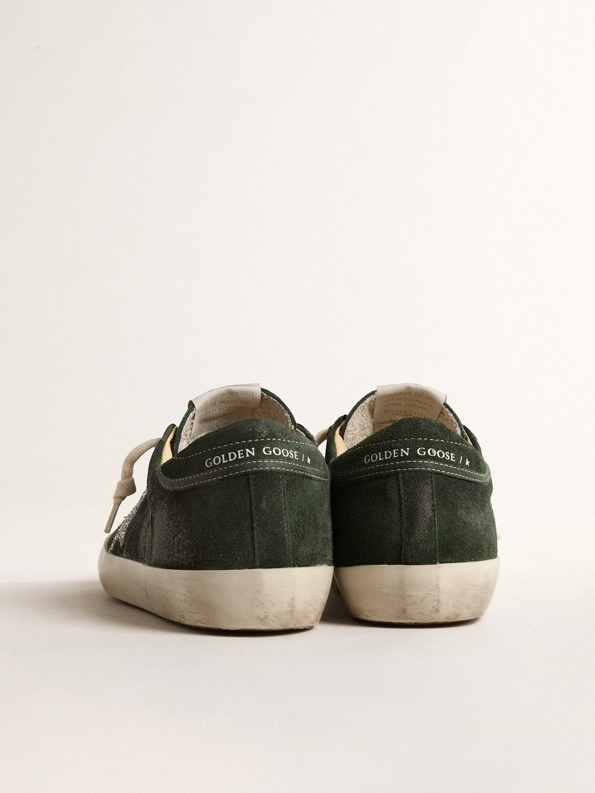 Golden Goose - Super-Star LTD in green suede with silver glitter star in 