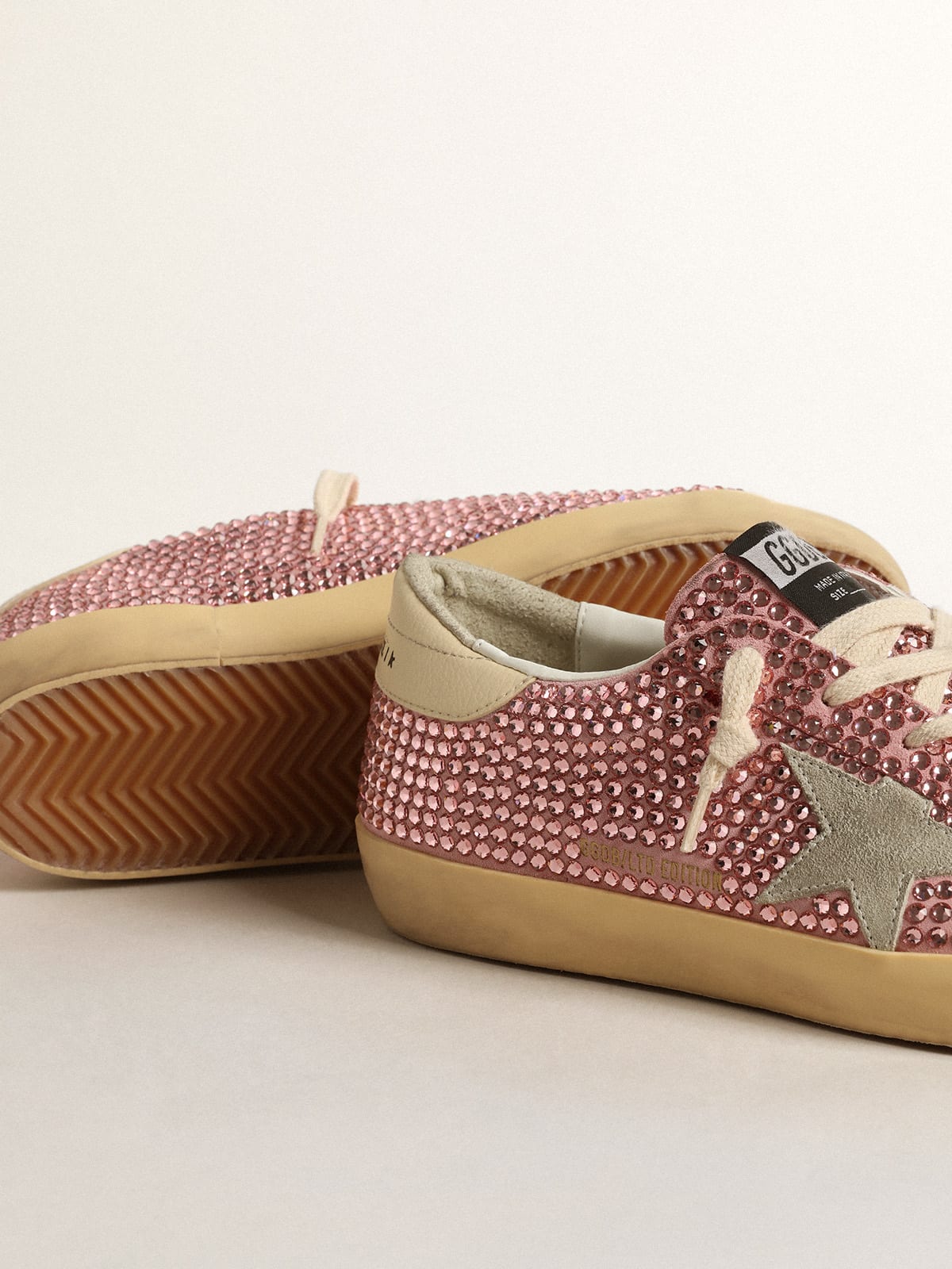 Golden Goose - Super-Star LTD with suede star and pink Swarovski crystals in 