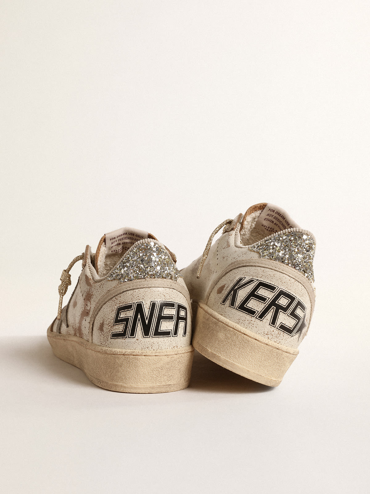 Golden Goose - Ball Star LTD with suede star and platinum glitter heel tab in 