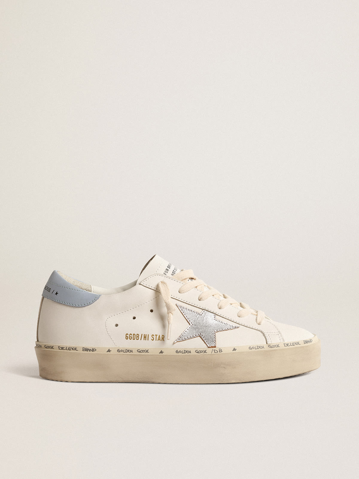 Golden Goose - Hi Star with metallic leather star and powder-blue heel tab in 