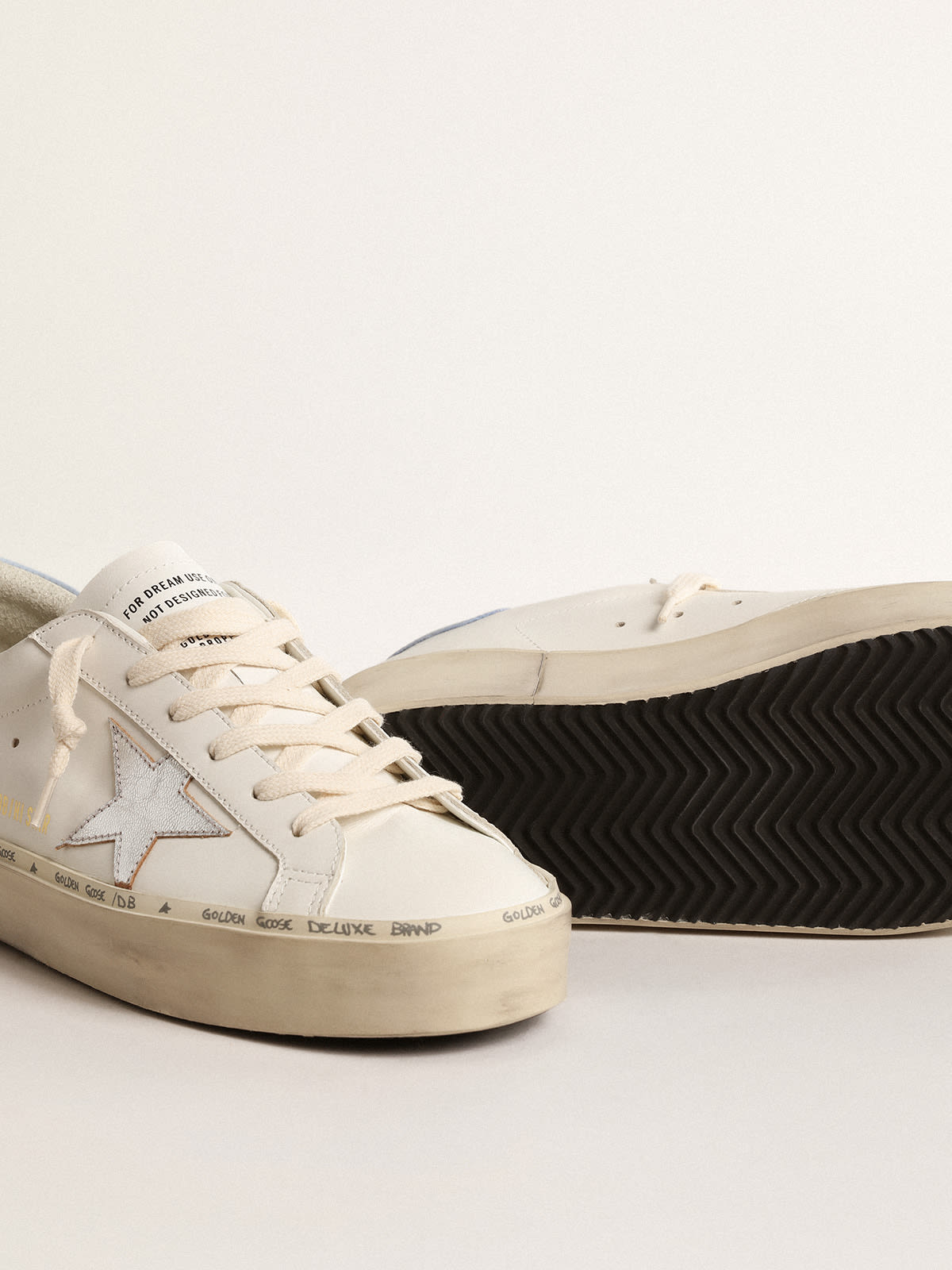 Golden Goose - Hi Star with metallic leather star and powder-blue heel tab in 