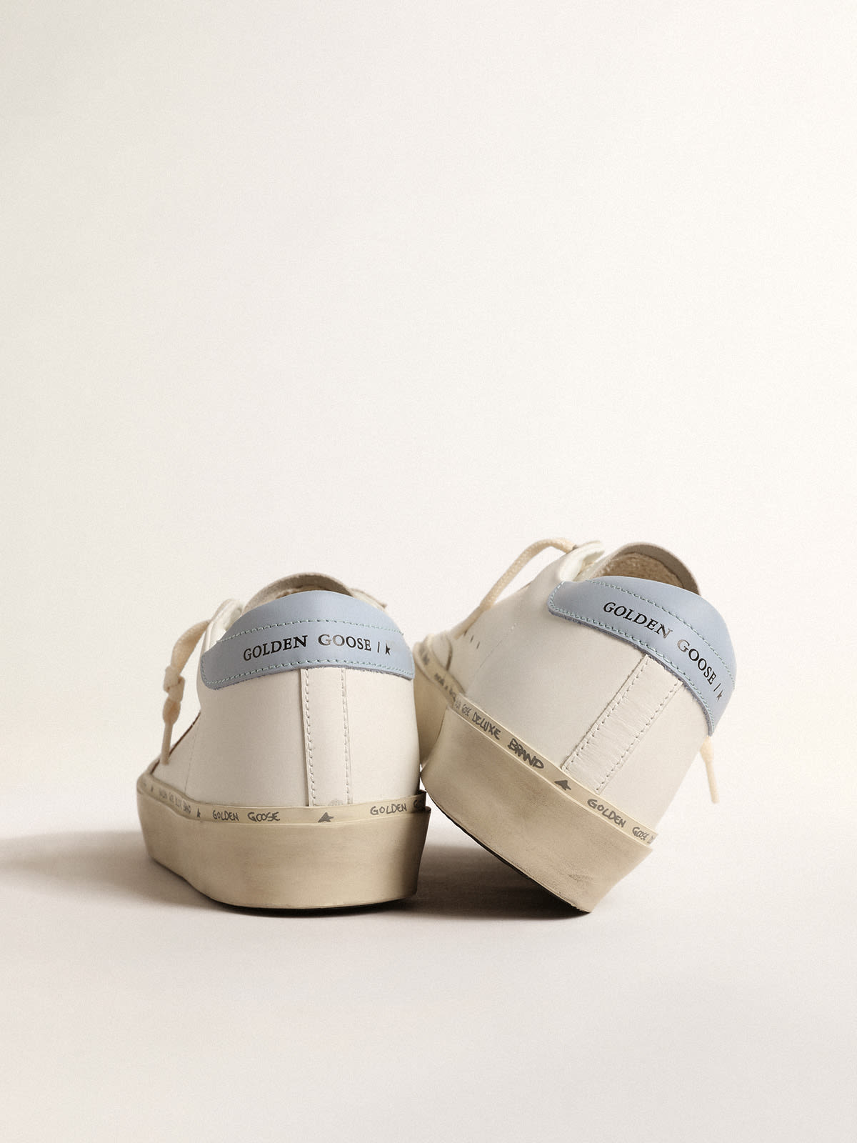 Golden Goose - Hi Star with metallic leather star and powder-blue heel tab in 