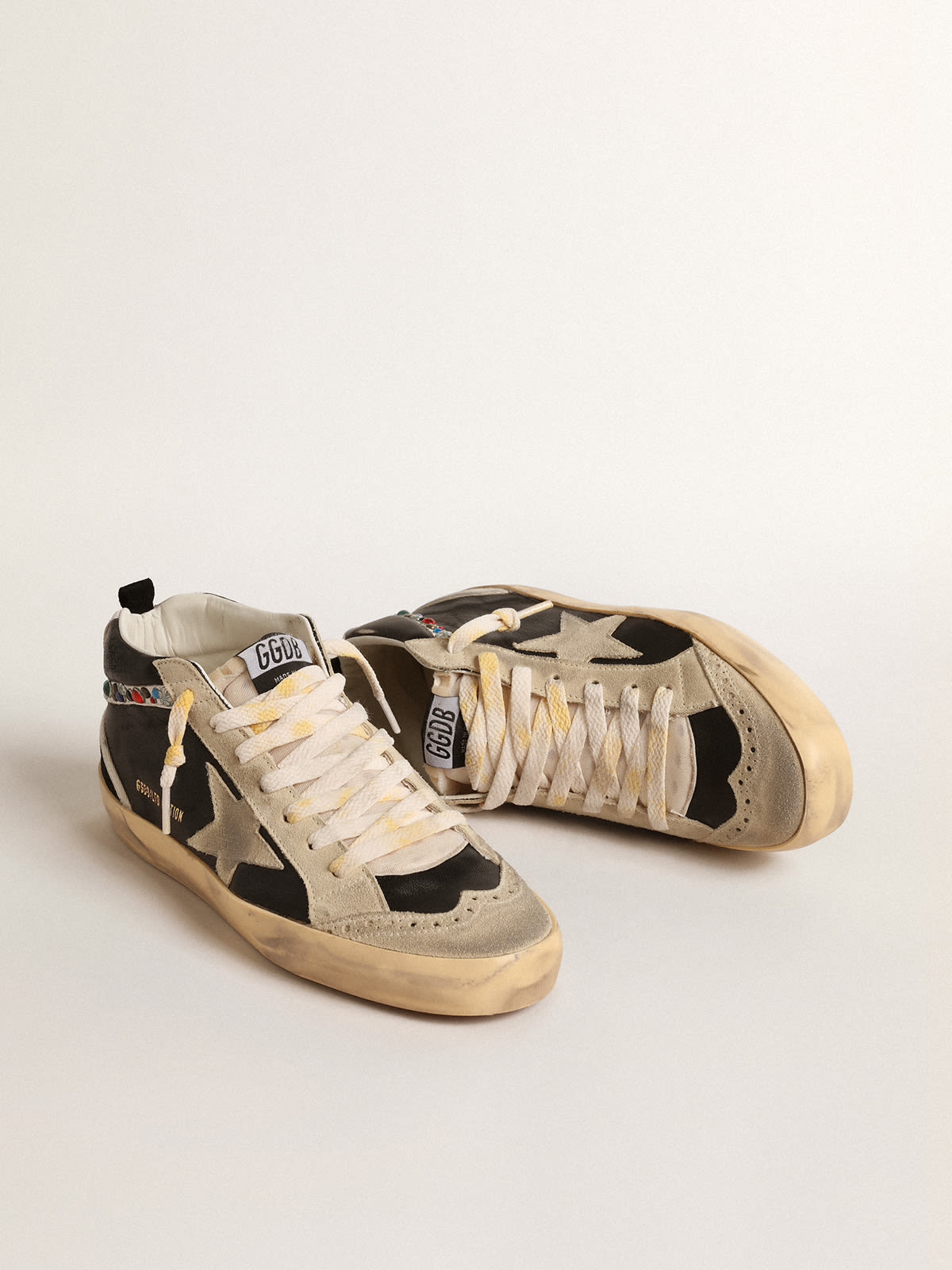 Golden Goose - Mid Star LTD in nappa leather with suede star and studded flash in 