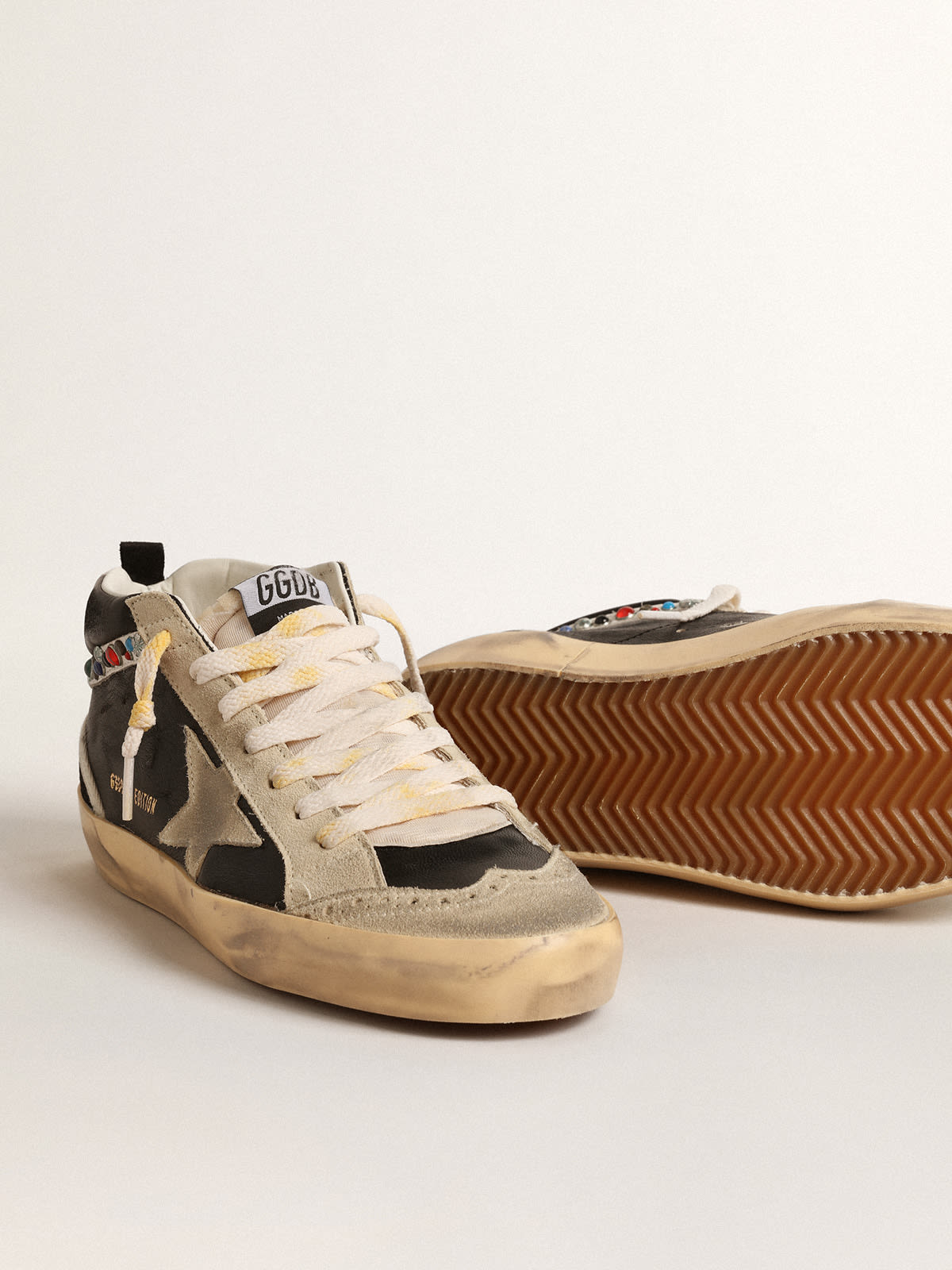 Golden Goose - Mid Star LTD in nappa leather with suede star and studded flash in 