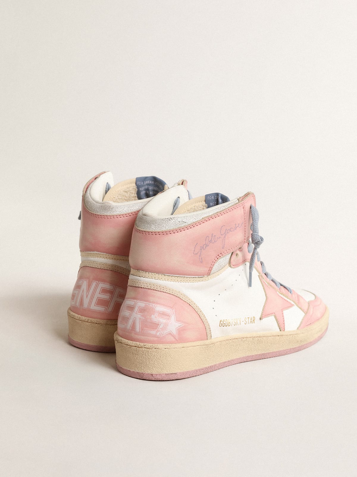Golden Goose - Sky-Star in white nappa with pink leather star and inserts in 