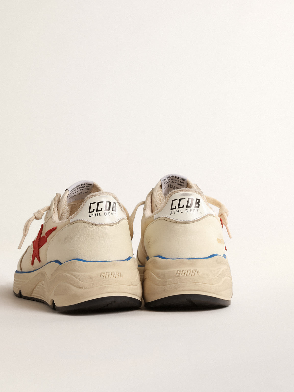 Golden Goose - Women’s Running Sole LTD in beige nylon with red leather star in 