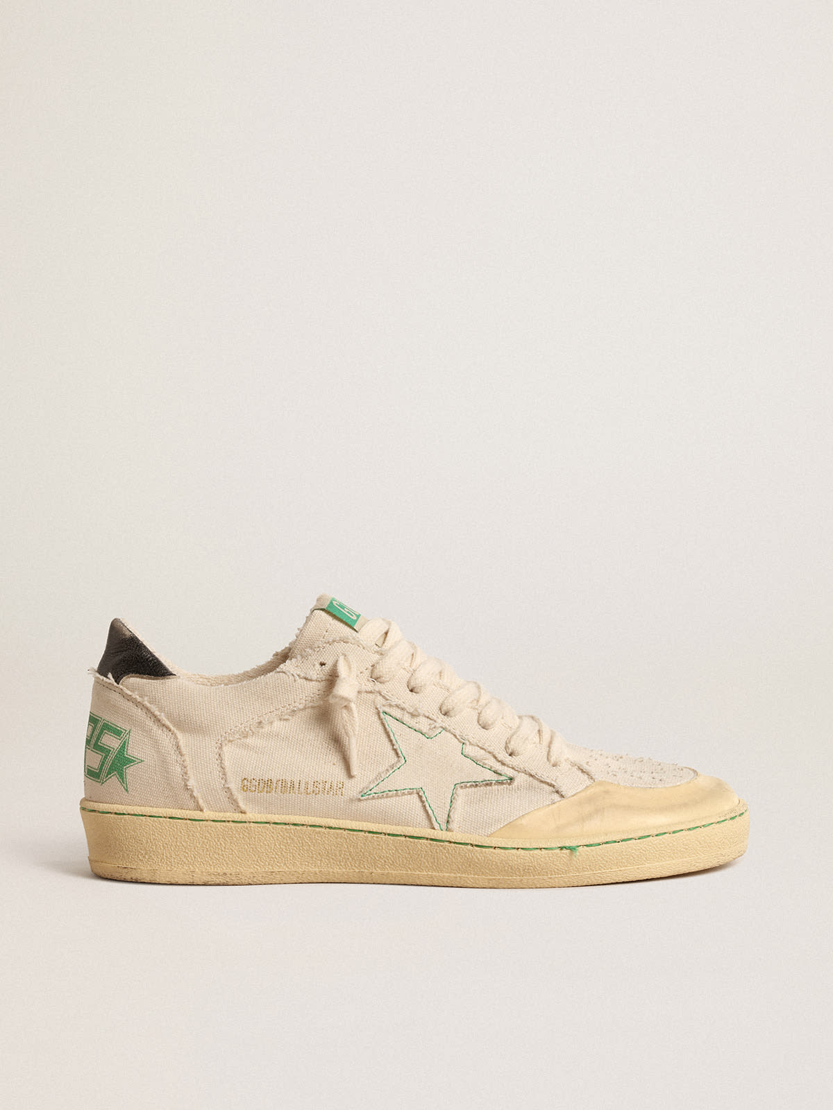 Golden Goose - Men's Ball Star in White Nappa Leather with Green Leather Star and Heel Tab, Man, Size: 41