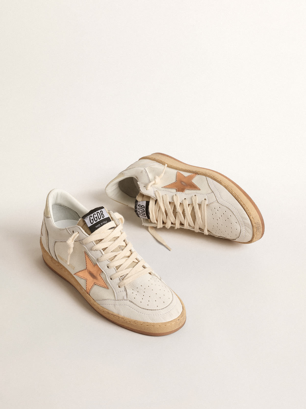 Golden Goose - Ball Star in canvas and nappa with bronze metallic leather star in 