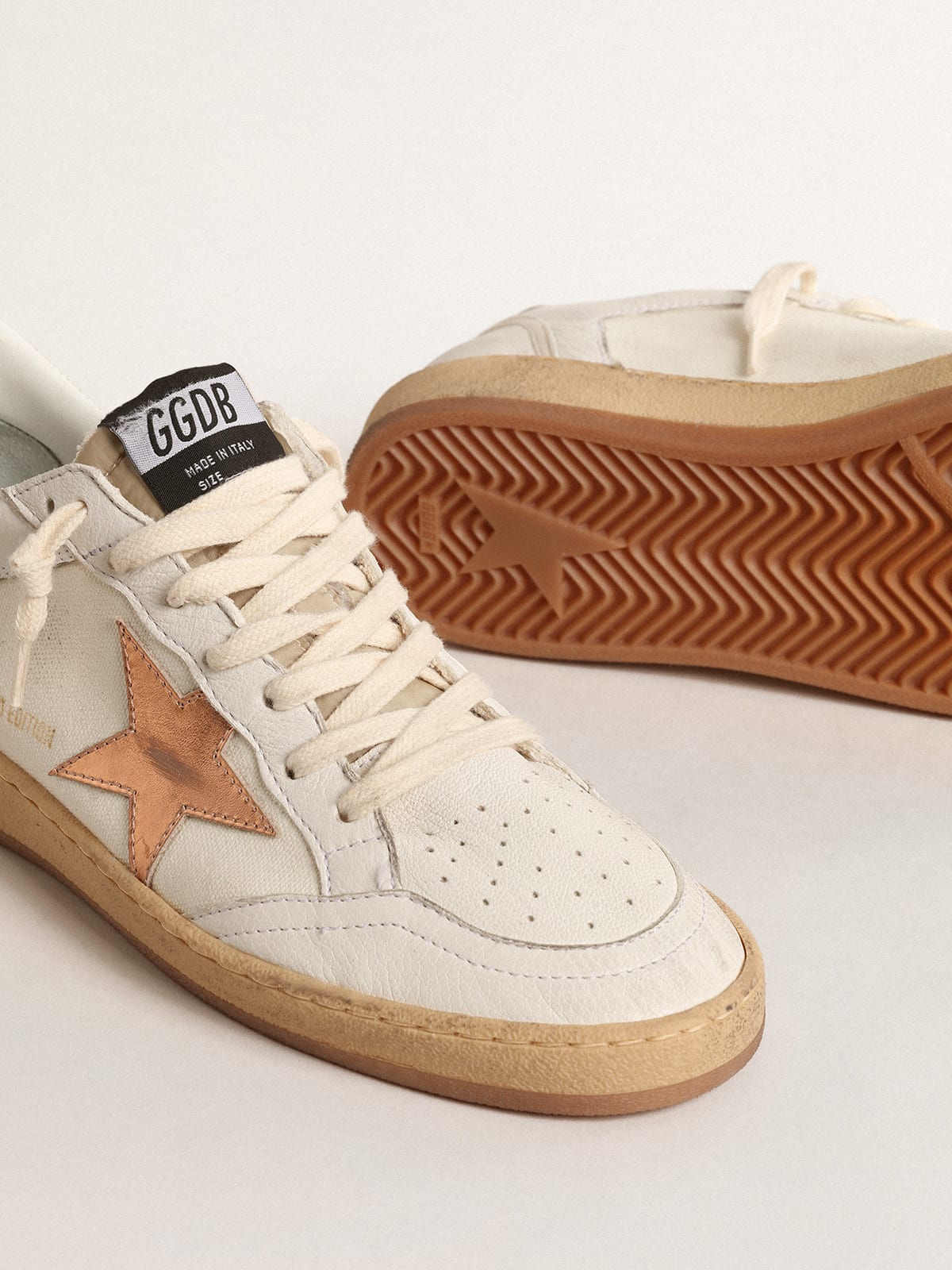 Golden Goose - Ball Star in canvas and nappa with bronze metallic leather star in 