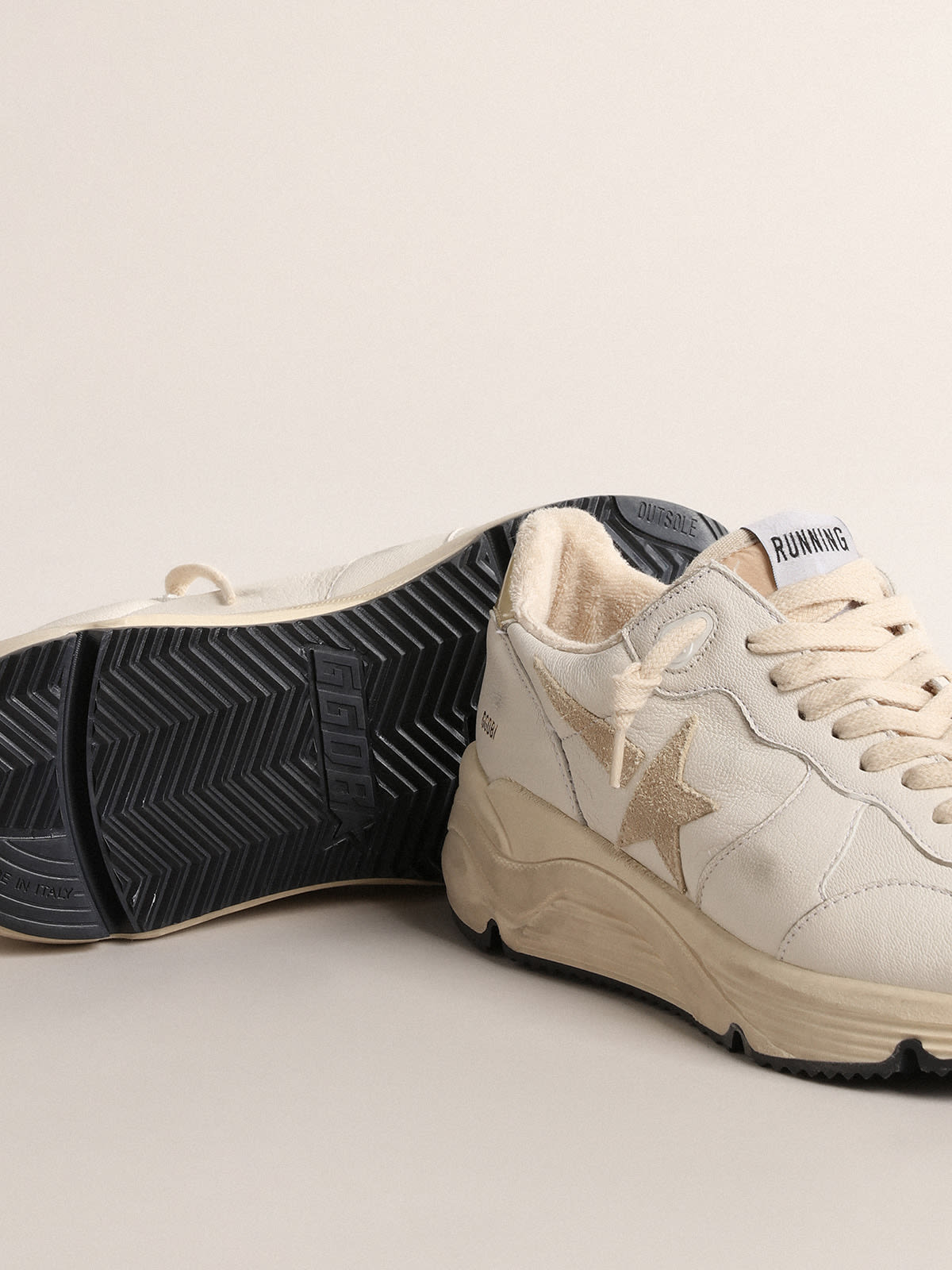 Golden Goose - Running Sole LTD in nappa with suede star and gold heel tab in 