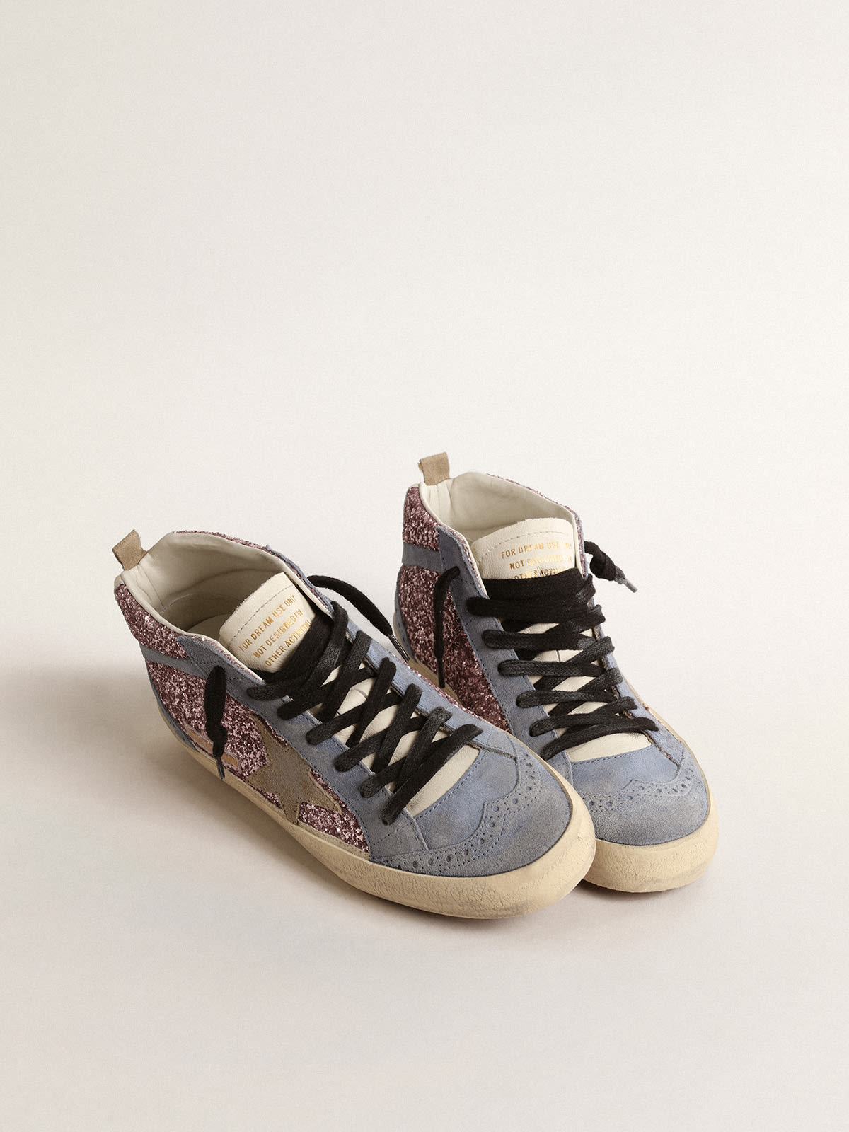 Golden Goose - Mid Star LTD in lilac glitter with light blue suede inserts in 