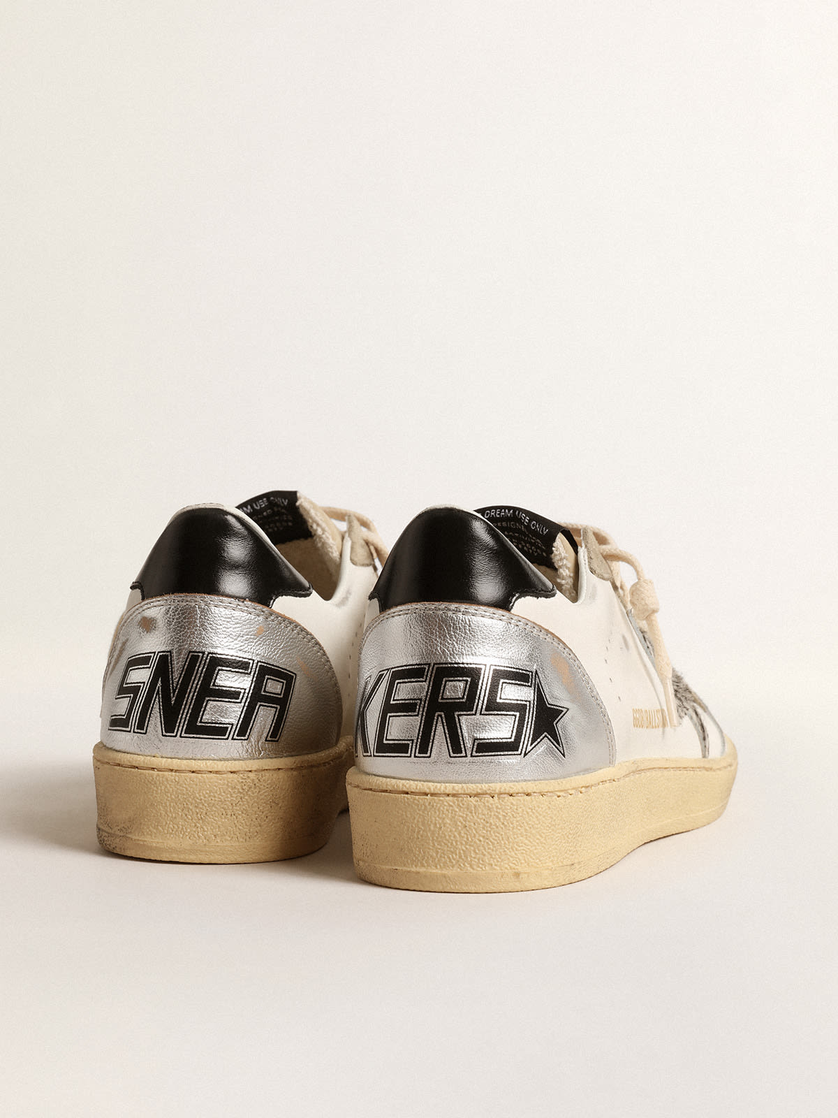 Golden Goose - Ball Star LTD with zebra-print star and metallic leather insert in 