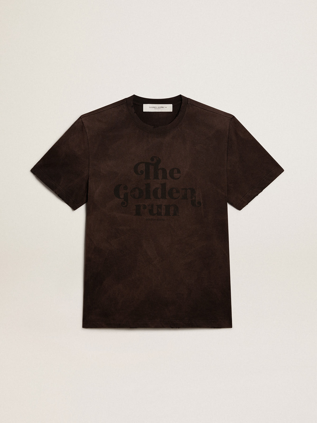 Golden Goose - Anthracite cotton T-shirt with lettering on the front in 