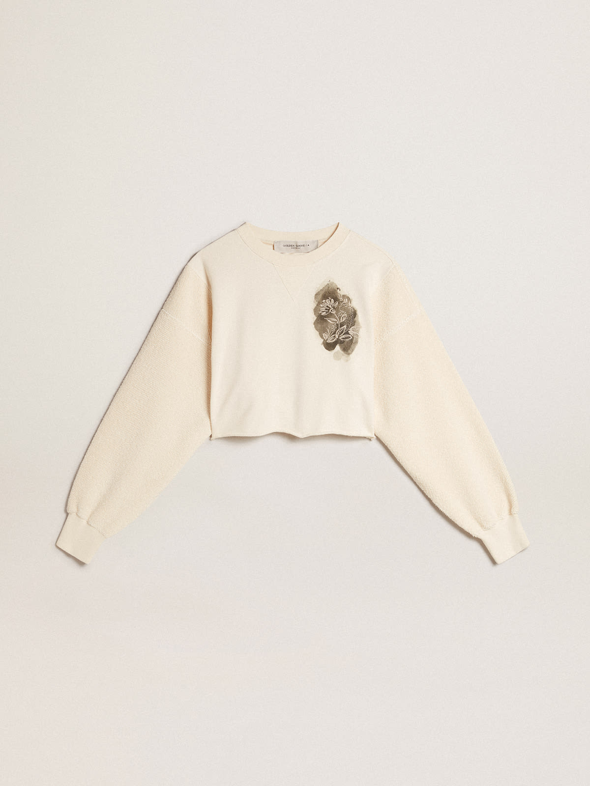 Golden Goose - Cropped-Sweatshirt aus Baumwolle in Lived-in-White  in 