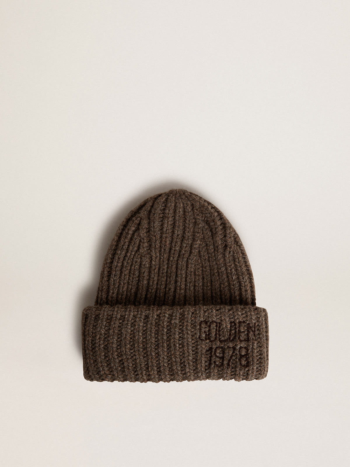 Golden Goose - Ash brown beanie in cashmere blend wool in 