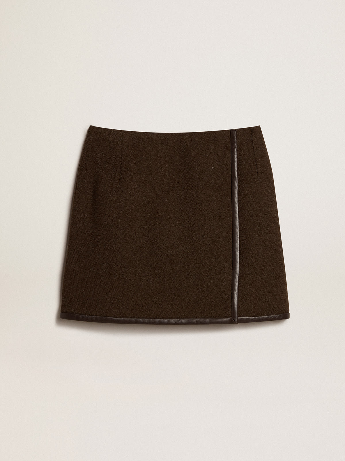 Bark-colored wool miniskirt