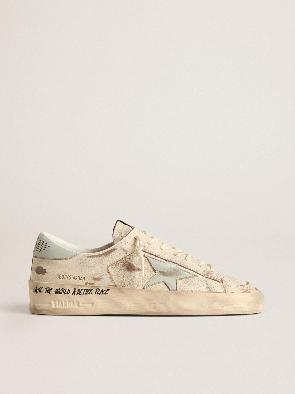 Stardan LTD with aqua-green nappa leather star and heel tab | Golden Goose