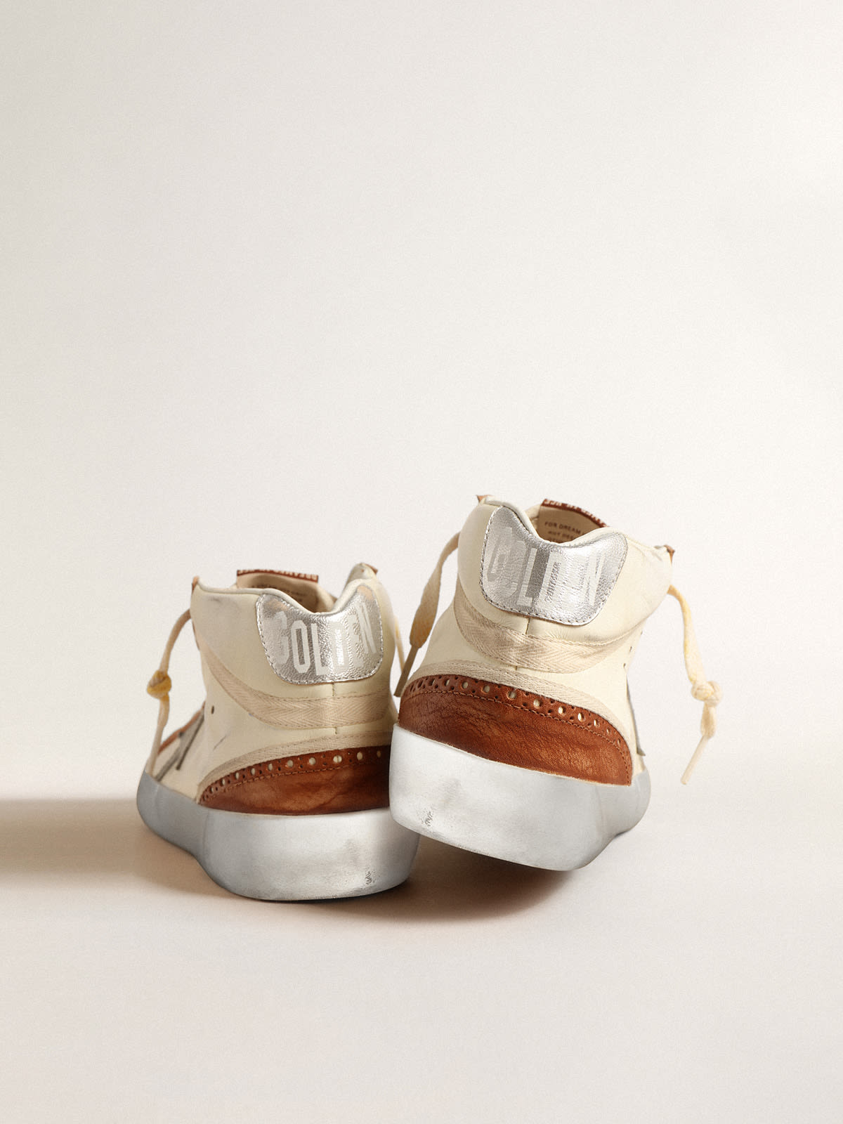 Golden Goose - Mid Star LTD with gray leather star and beige cotton flash in 