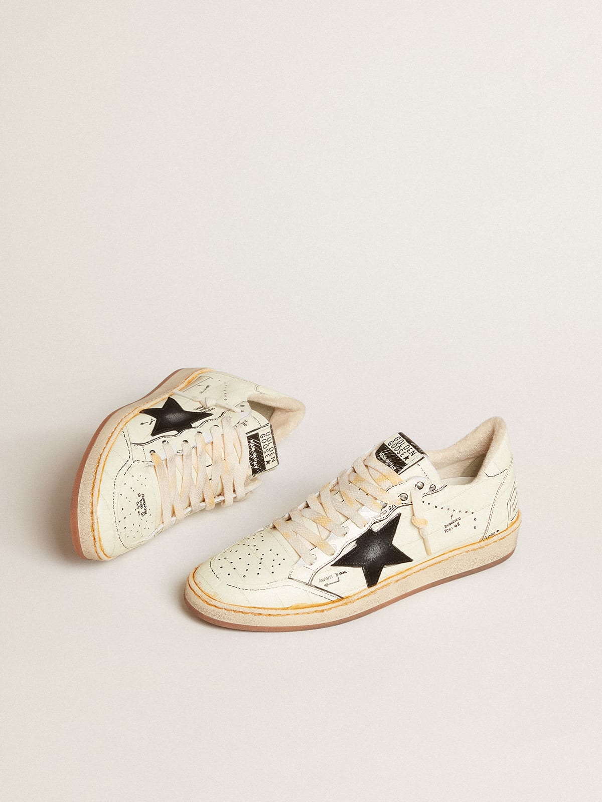 Ball Star LTD with black suede star and black lettering | Golden Goose