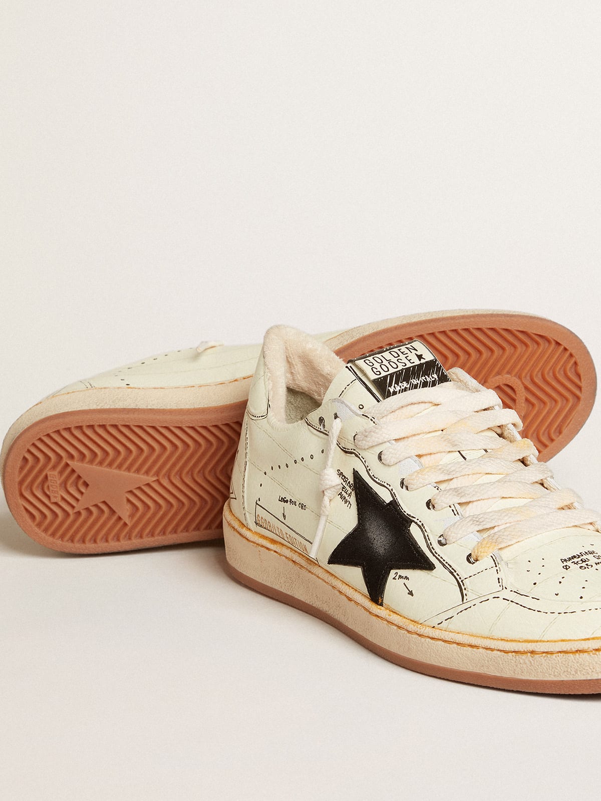 Golden Goose - Ball Star LTD with black suede star and black lettering in 