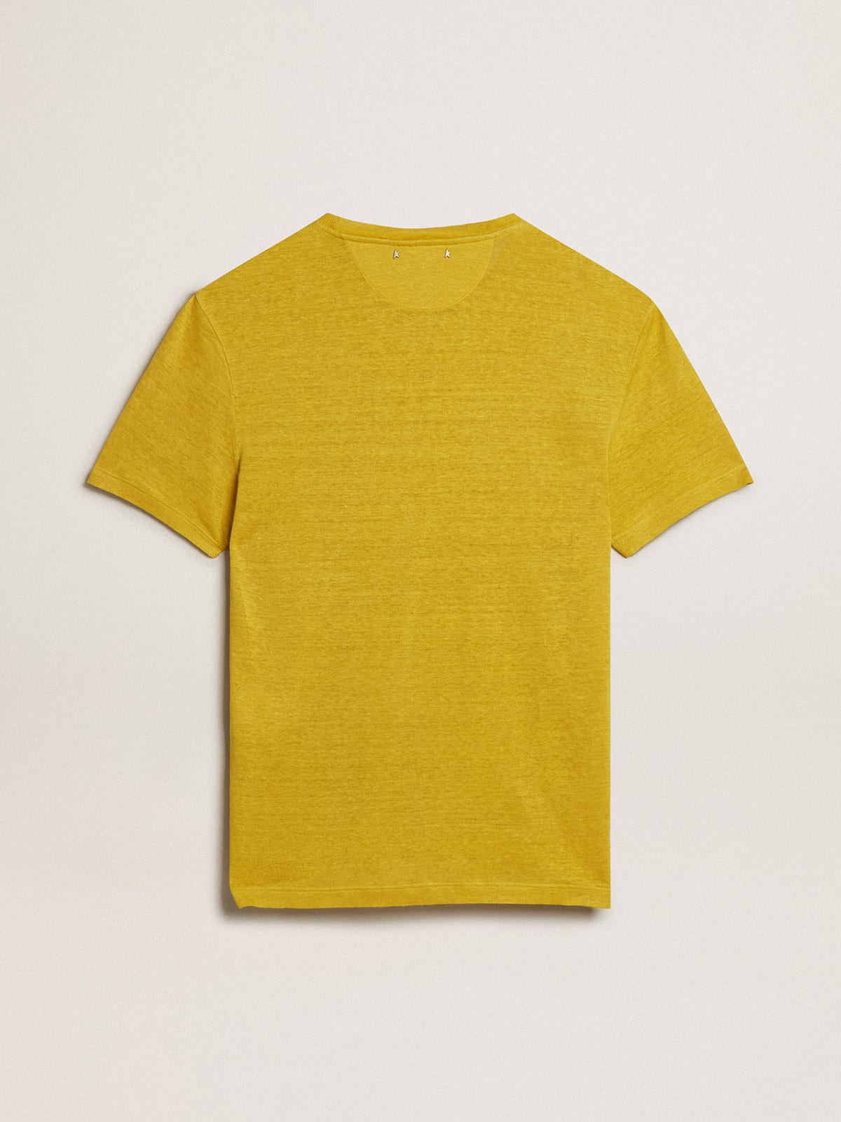 Golden Goose - T-Shirt da uomo in lino color giallo granturco in 