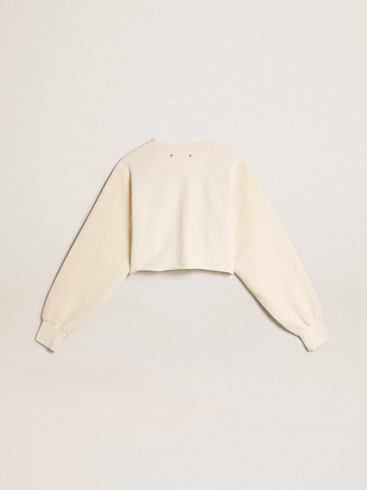 Golden Goose - Sweat-shirt cropped en coton blanc vieilli  in 