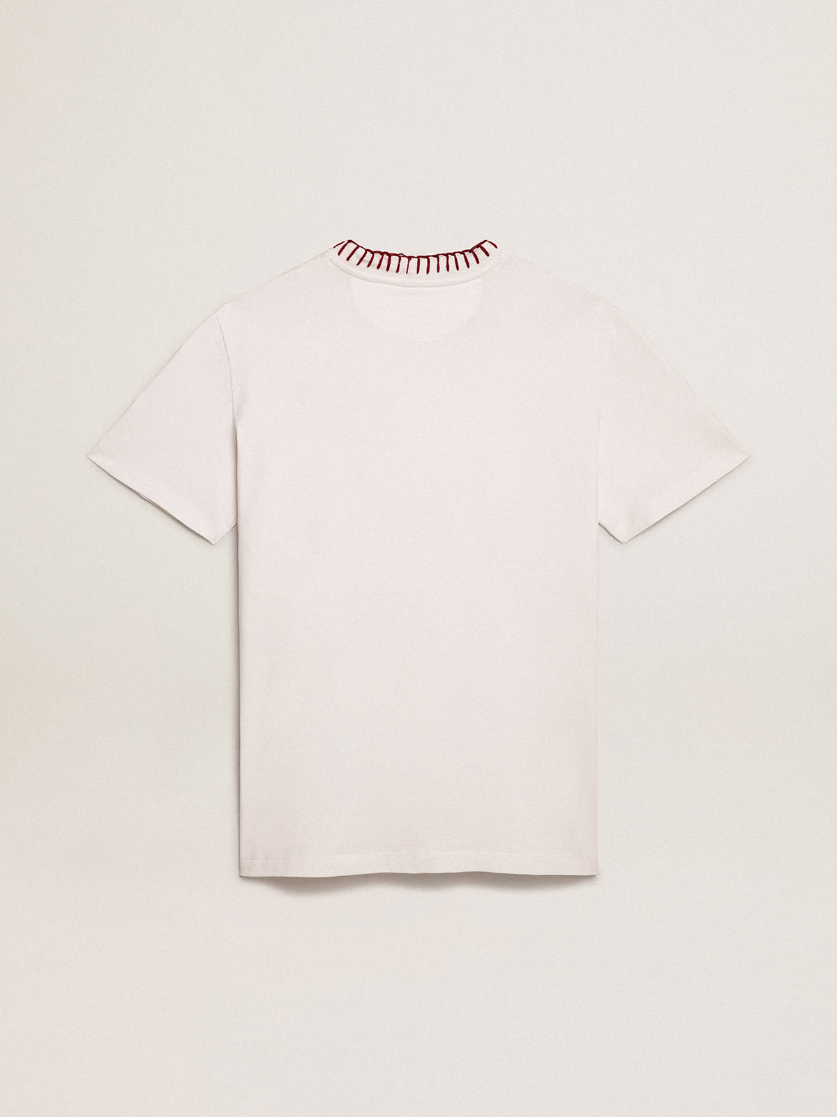 Golden Goose - White cotton T-shirt with hand embroidery in 