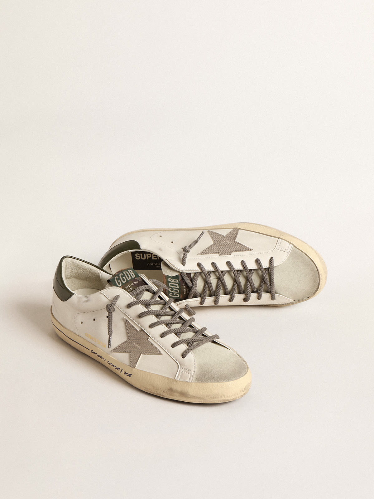 Golden Goose - Super-Star LTD with croc-print star and green heel tab in 