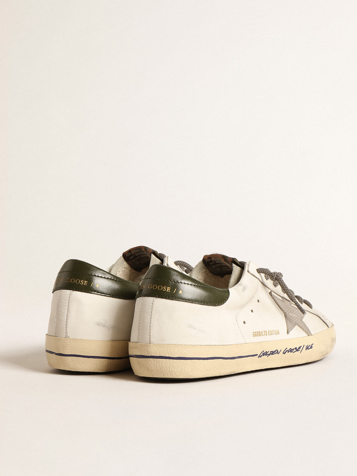 Super-Star LTD with croc-print star and green heel tab | Golden Goose