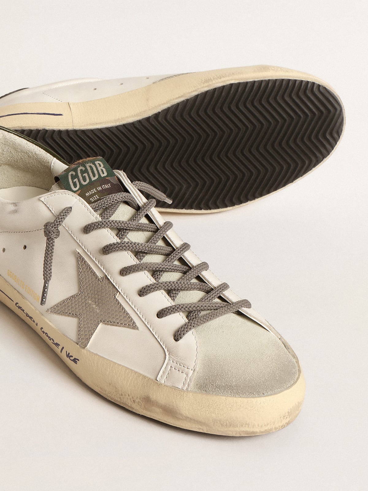 Super-Star LTD with croc-print star and green heel tab | Golden Goose