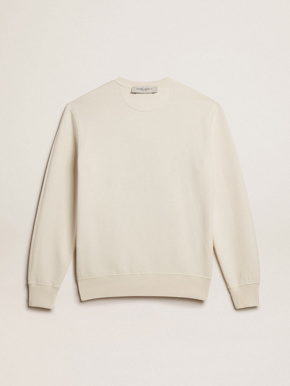 Golden Goose - Aged white cotton sweatshirt with embroidery  in 