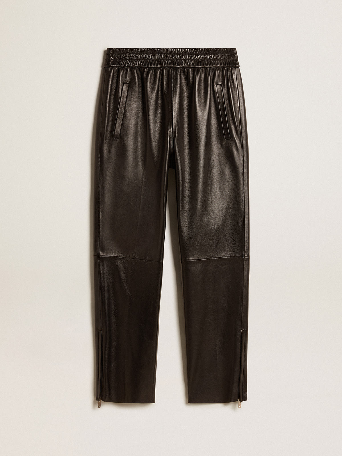 Golden Goose - Black joggers in nappa leather with zip at the base in 