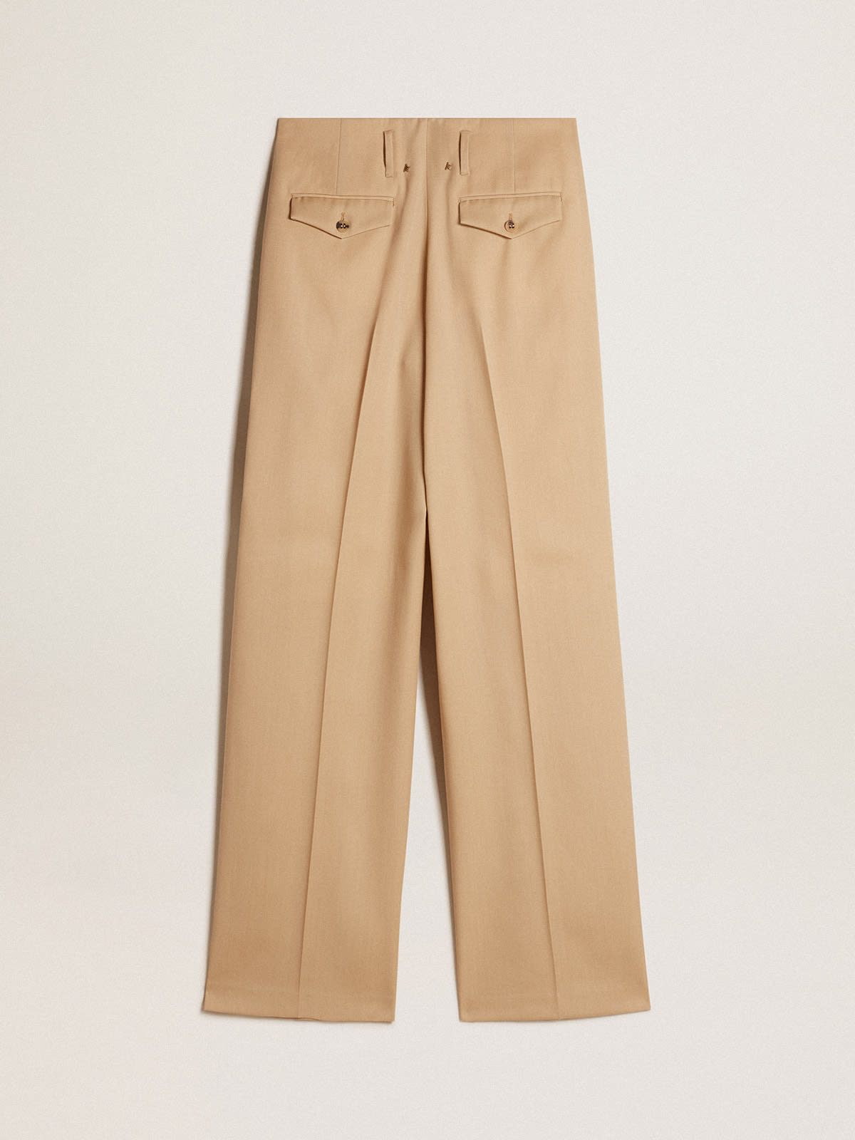 Women’s wool gabardine pants in sand Golden Goose