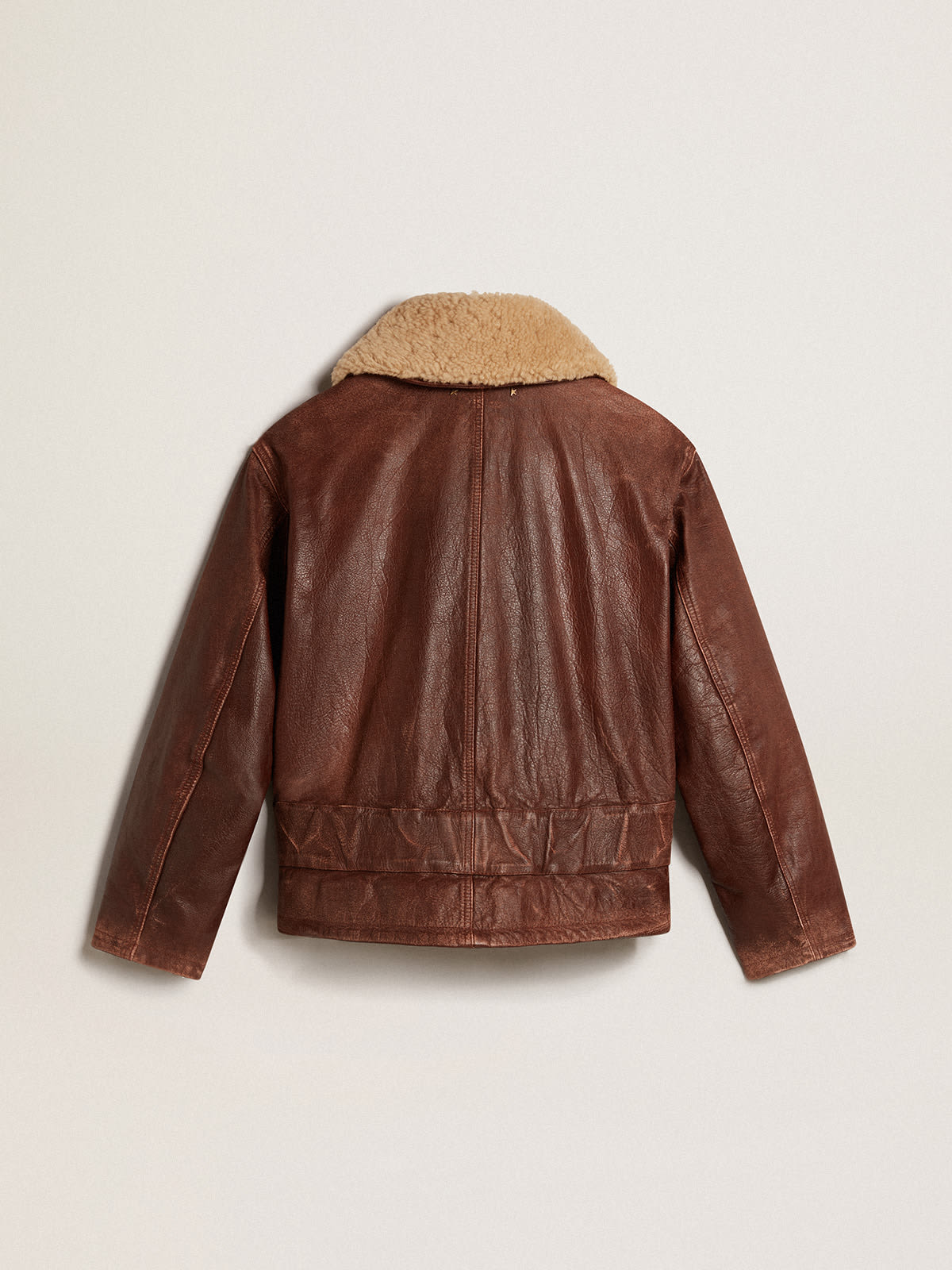 Golden Goose - Wood-colored jacket with detachable shearling collar in 