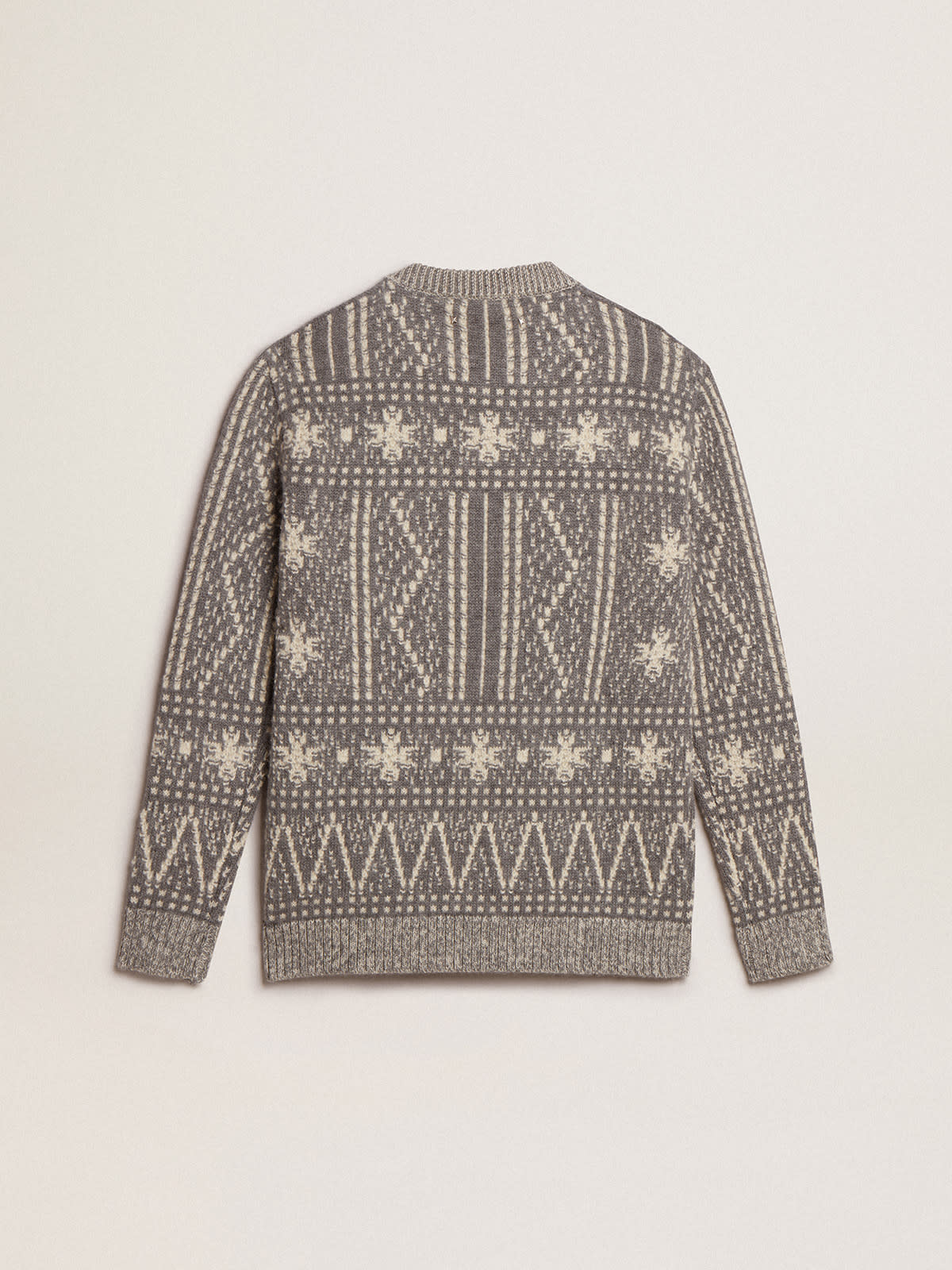 Golden Goose - Round-neck sweater with gray Fair Isle motif in 