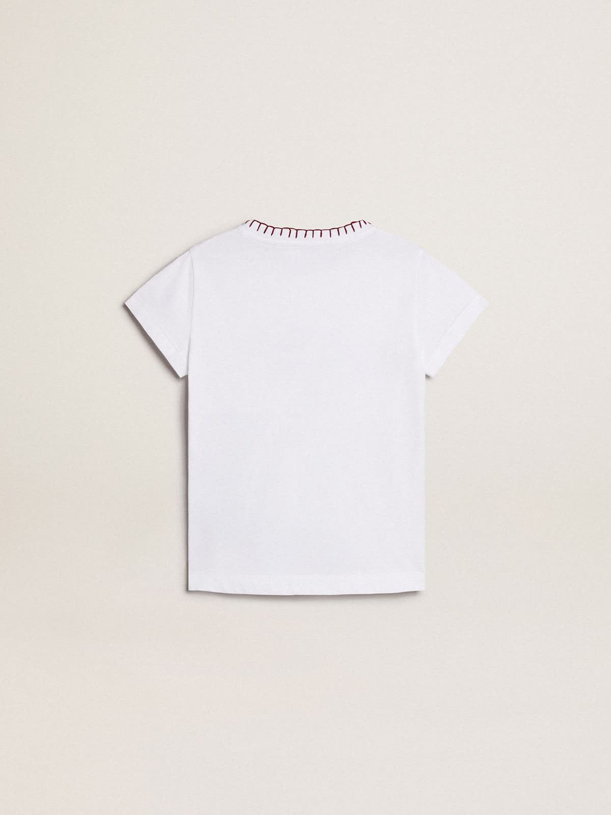 Golden Goose - T-shirt pour fille en coton blanc avec broderie réalisée à la main in 