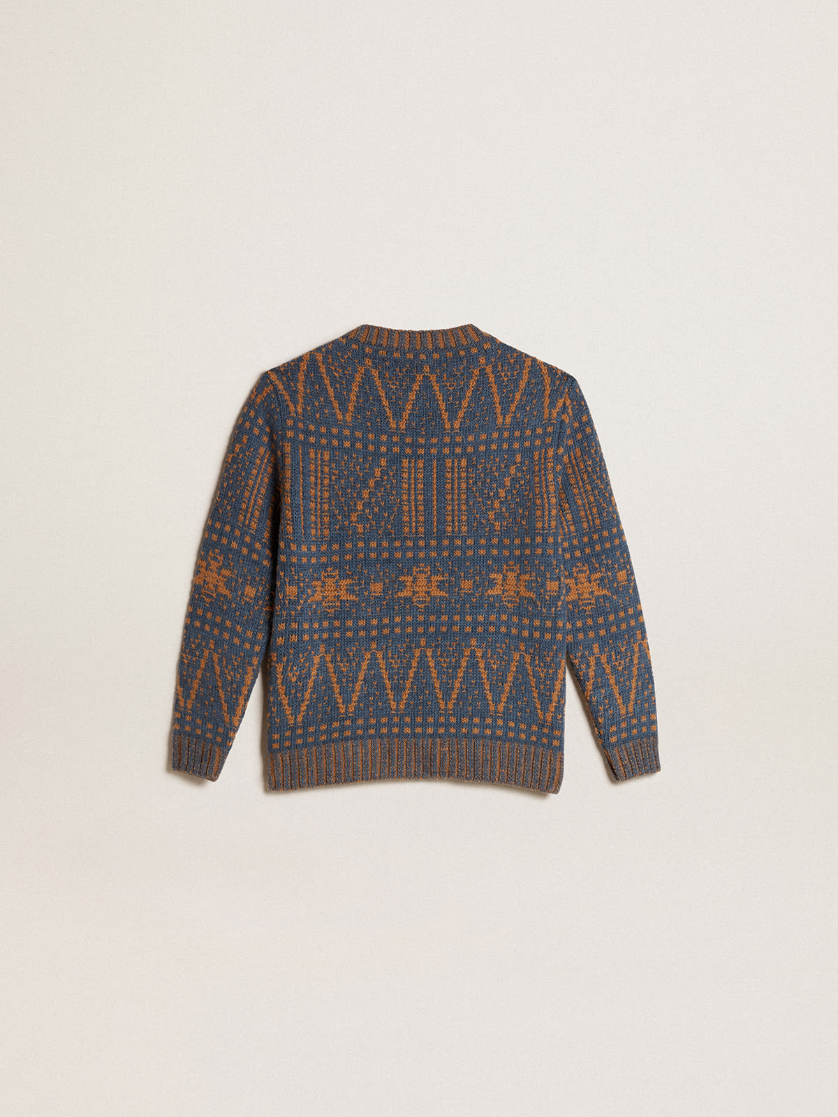 Golden Goose - Boys’ round-neck sweater with blue Fair Isle motif in 