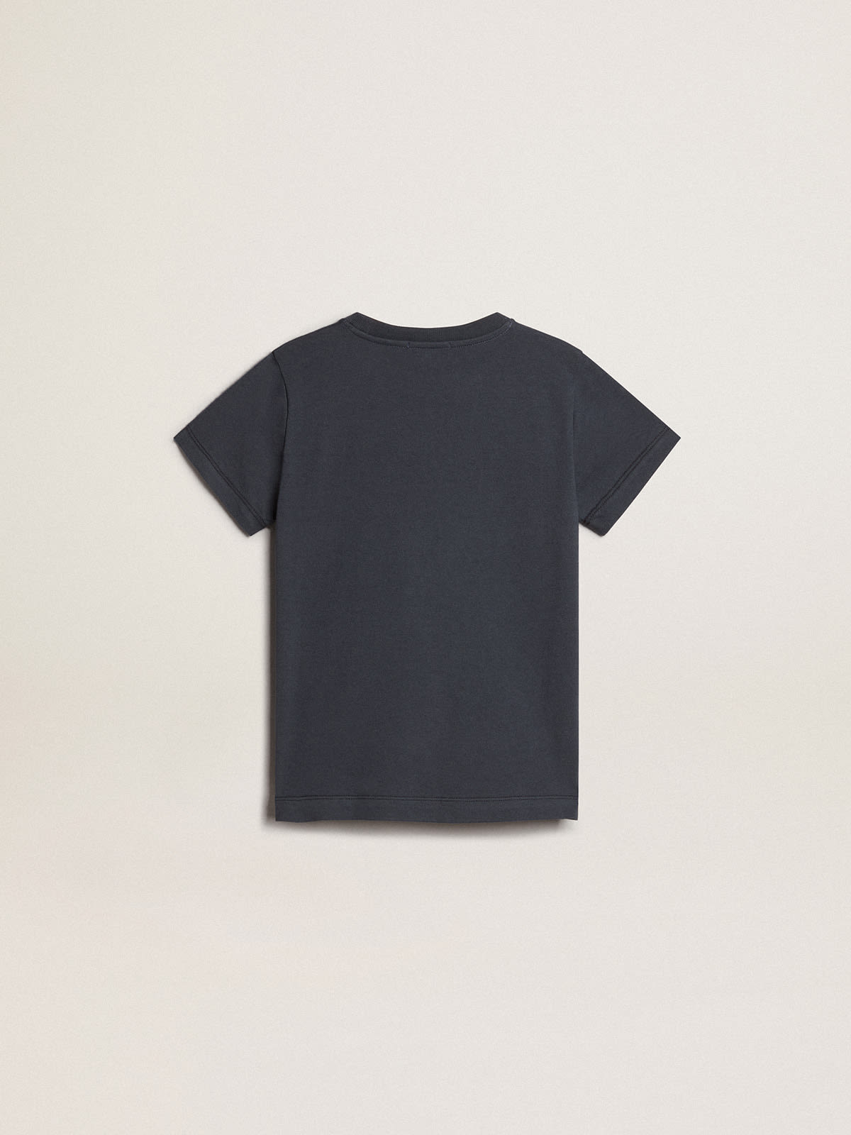Golden Goose - T-shirt pour garçon en coton bleu avec imprimé au centre in 