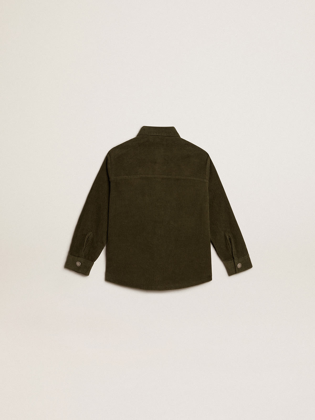 Golden Goose - Boys’ dark green shirt in velvet-effect cotton  in 
