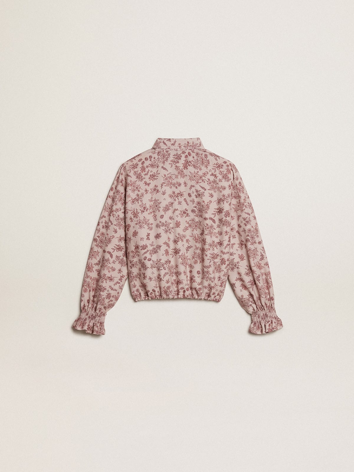 Golden Goose - Camisa polo de viscose rosa pálido com estampa floral in 