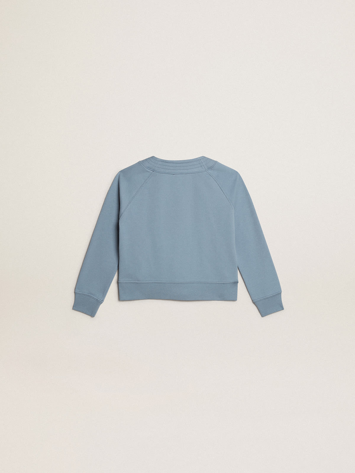 Golden Goose - Girls’ light blue cotton cardigan with beaded lettering in 